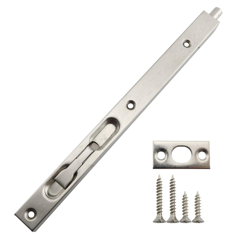 RuiLing 1-Pack 304 Stainless Steel Security Concealed Slide Bolt Lock,Safty Guard Lever Door Action Flush Bolt Lock Latch for Furniture Hardware Fitting Accessories (10 Inch) - Image 1